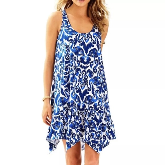 Lilly Pulitzer Hampton Tank Dress in Resort Navy Ikat Print S - Picture 2 of 12
